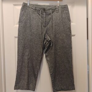 Lane Bryant Casual Gray Capri Cropped Pants Tie Waistband Flattering Size 14